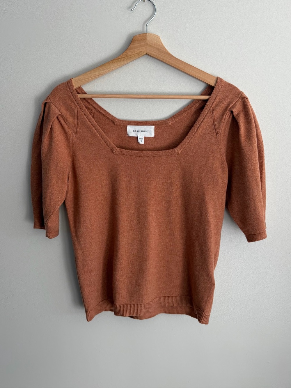 Dear John Burnt Orange Square Neck Knit Top